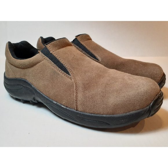Brazos Shoes Brazos Brown Suede Leather Steel Toe Work Slip On